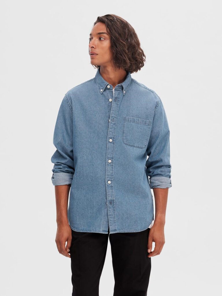 Slhregrick Denim New Shirt Ls