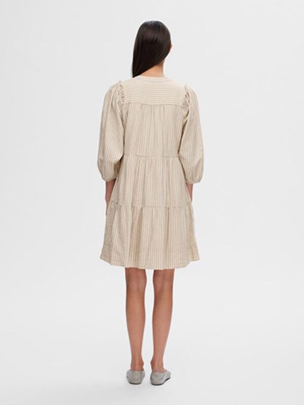 SELECTED FEMME - SLF Hillie 3/4 Striped Short Linen Dress