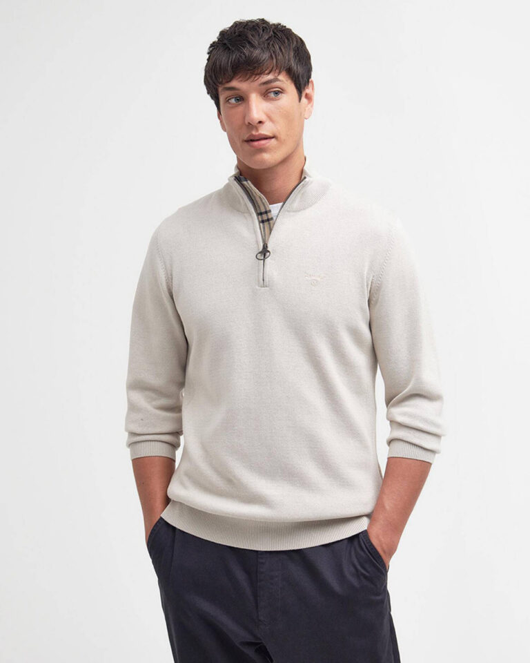 BARBOUR - COTTON HALF ZIP KNITTED JUMPER