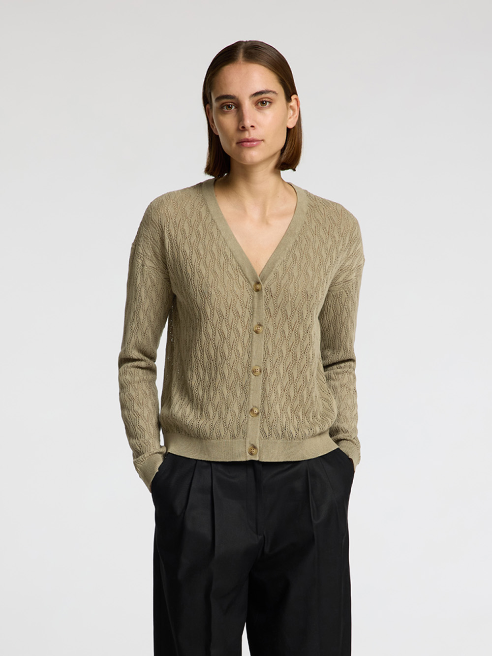 - SLF AGNY LS KNIT STRUCTURE CARDIGAN