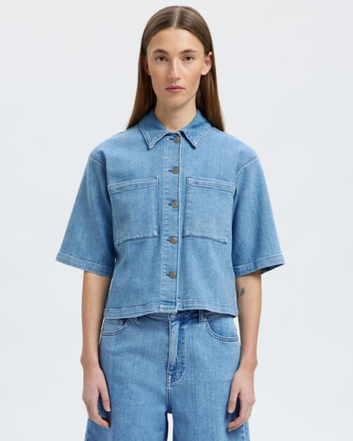 SELECTED FEMME - SLF ANYA 2/4 SHORT DENIM SHIRT