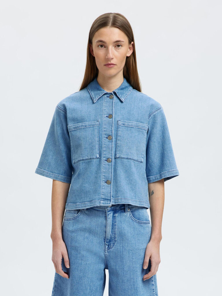 SELECTED FEMME - SLF ANYA 2/4 SHORT DENIM SHIRT