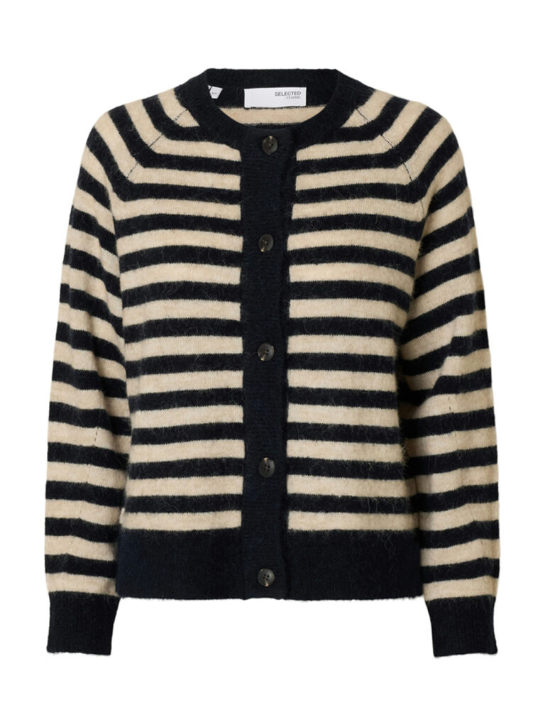 SELECTED FEMME - SLF LULU LS KNIT SHORT STRIPE CARDIGAN