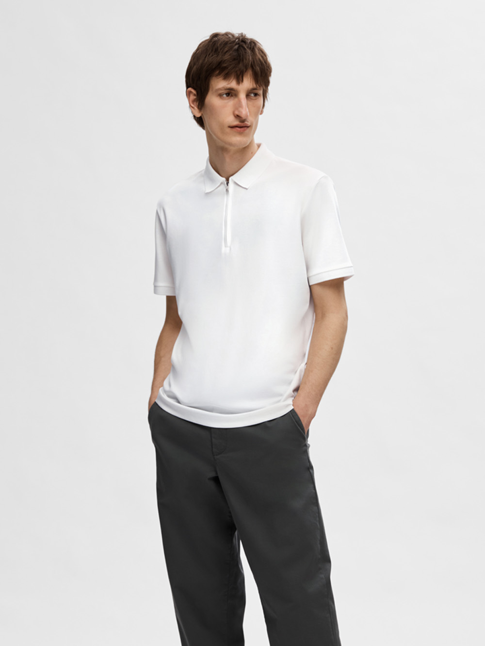 SELECTED HOMME - SLHFAVE ZIP SS POLO