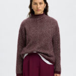 SELECTED FEMME - SLFLULU LS HERRINGBONE KNIT HIGH NECK