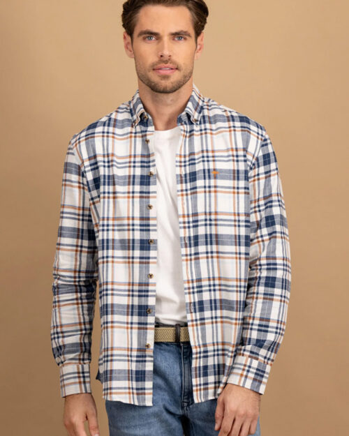 Fynch-Hatton - HERRINGBONE CHECK L/E SKJORTE