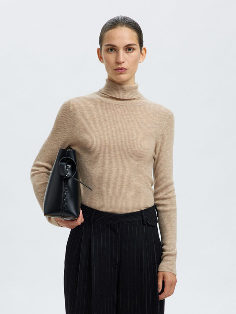 SELECTED FEMME - SLF INGRID LS KNIT WOOL BLEND ROLL