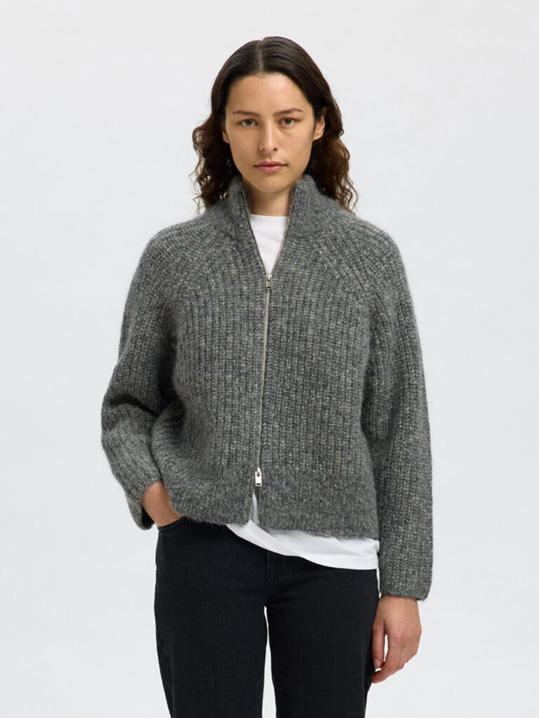 SELECTED FEMME - SLF ANJULI LS KNIT ZIP CARDIGAN