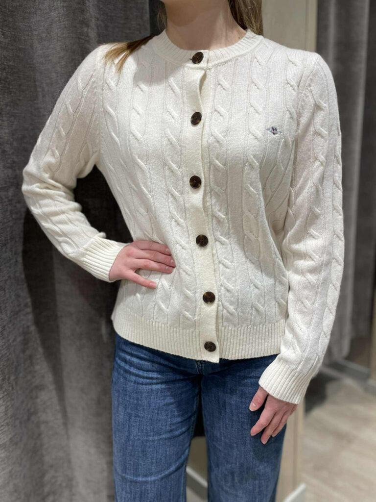 GANT - LAMBSWOOL CABLE CARDIGAN