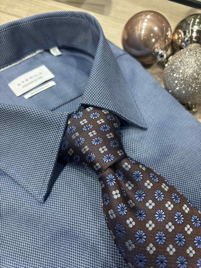 Eterna skjorte blå micostruktur