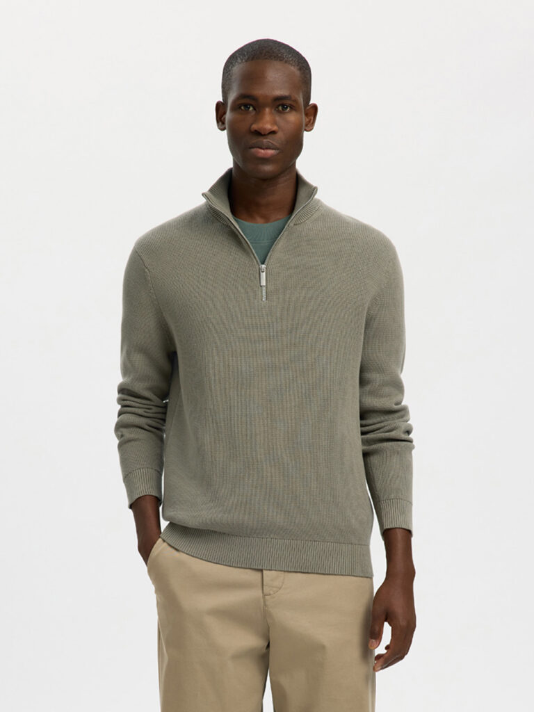 SELECTED HOMME - SLHDANE LS KNIT STRUCTURE HALF ZIP