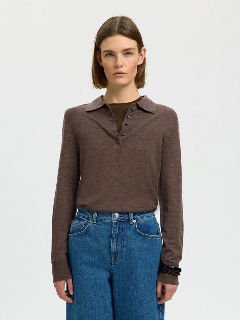SELECTED FEMME - SLF THEA LS KNIT MERINO COLLAR NECK