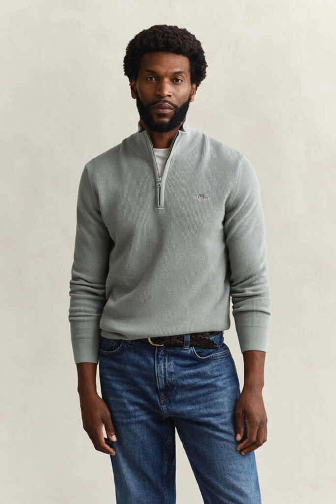 GANT - MICRO TEXTURE COTTON HALF ZIP