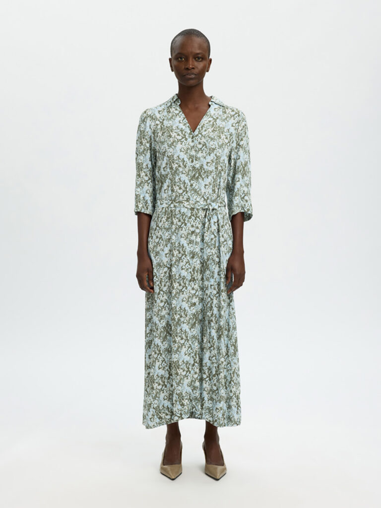 SELECTED FEMME - SLF FLORA REG 3/4 ANKLE SHIRT DRESS