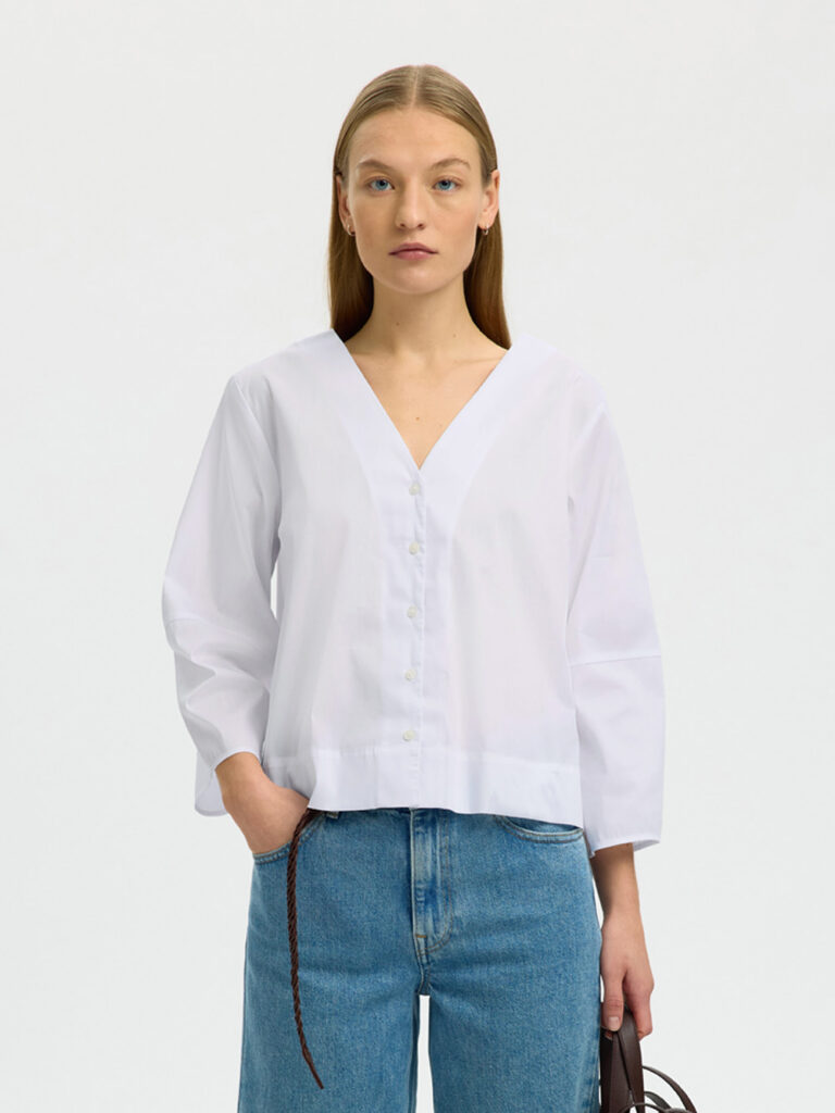 SELECTED FEMME - SLF BEA 3/4 V-NECK SHIRT