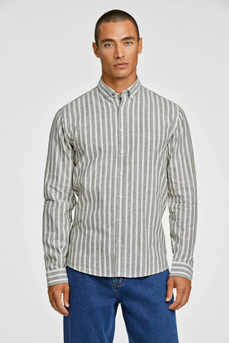 LINDBERGH - STRIPED COTTON/LINEN SHIRT