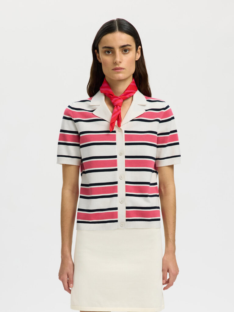 SELECTED FEMME - SLF AMOUR SS KNIT POLO CARDIGAN