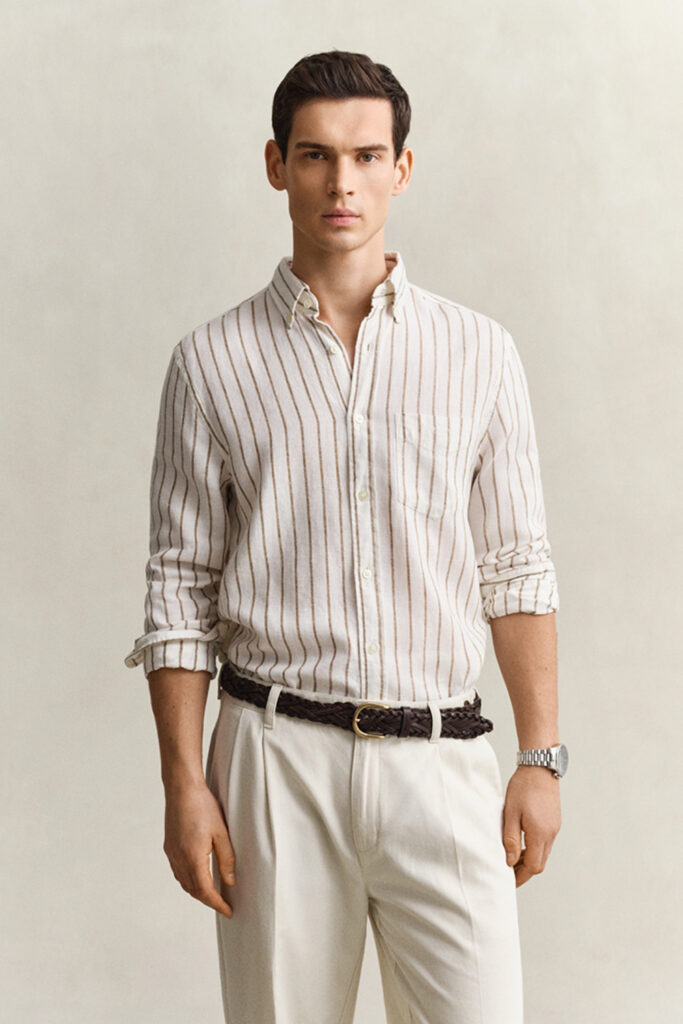 GANT - REG LINEN VISCOSE STRIPE SHIRT