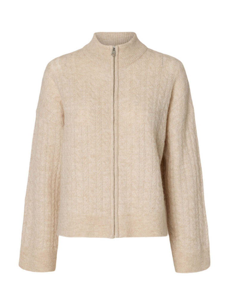 SELECTED FEMME - SLW LULU CABLE LS KNIT ZIPPER CARDIGAN