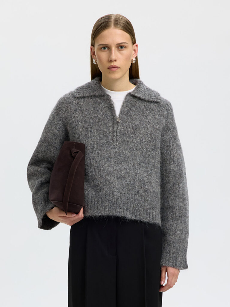 SELECTED FEMME - SLW ANJULI LS KNIT HALF ZIP